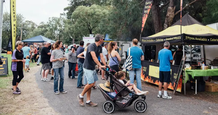 Mallacoota town centre and inlet during the Easter long weekend