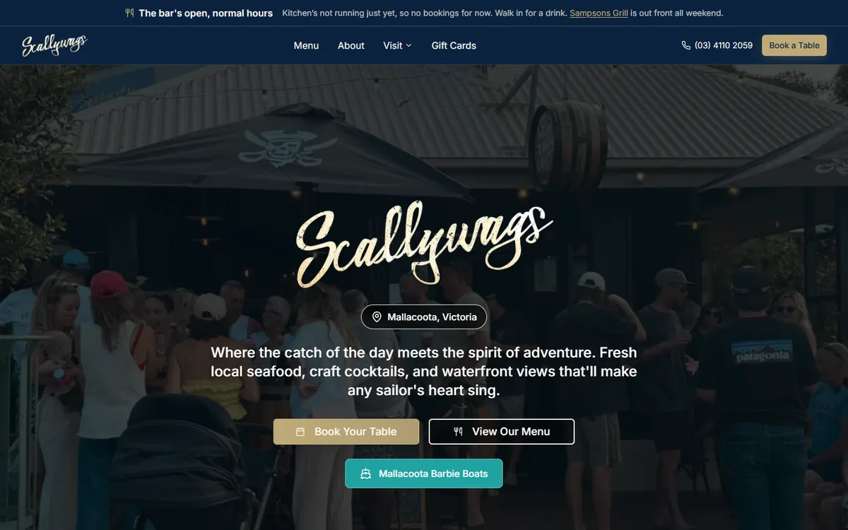 Scallywags new website homepage