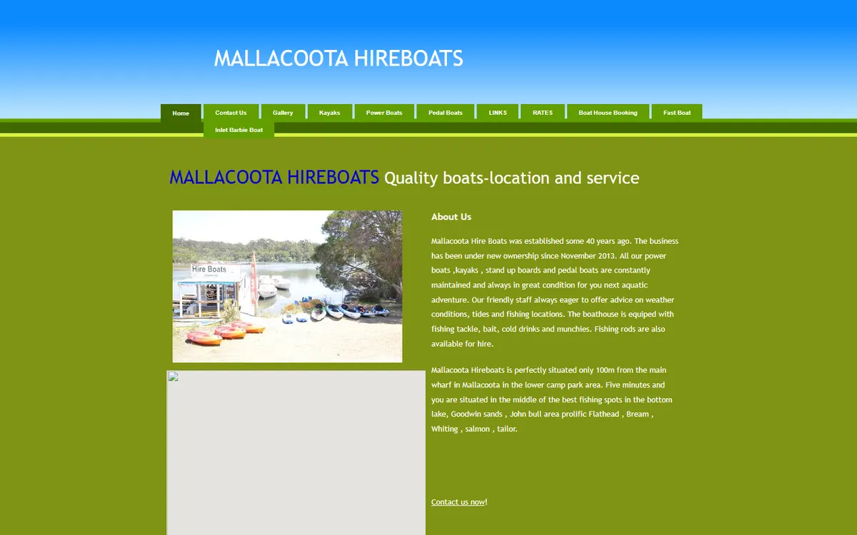 Mallacoota Hireboats old website before the rebuild