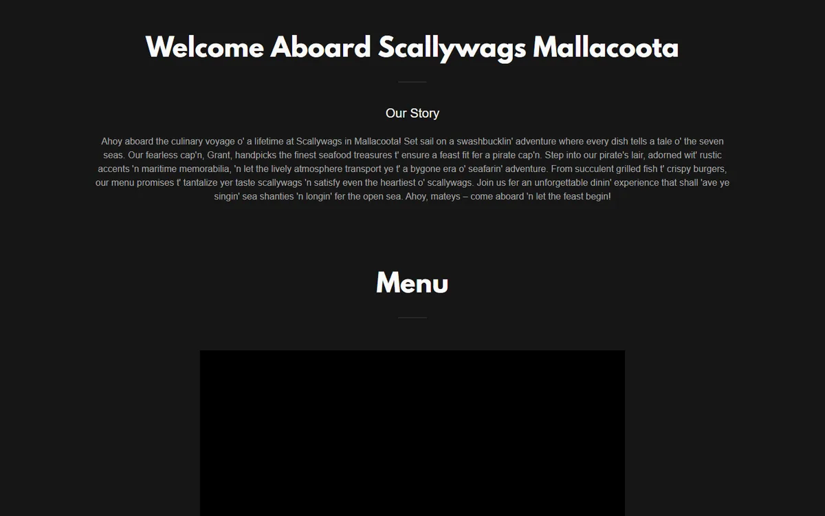 Scallywags old website before the rebuild